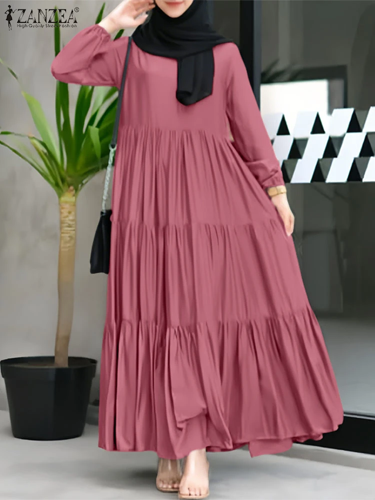 2025 femmes automne à manches longues Maxi Robe d'été ZANZEA musulman Hijab robes Abaya Robe islamique robes Eid Mubarek Maxi Robe longue