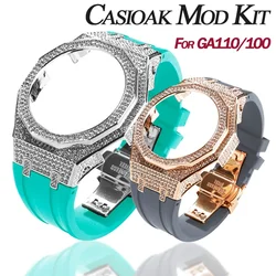 Casioak Luxury Mod Kit for GA100 GA110 Series Diamond Case Strap Bezel Set for Fluoride Rubber Band for Casioak GA110/100