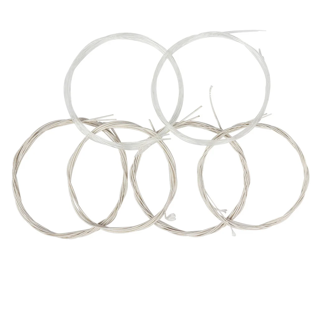 Cordes Oud blanches en nylon transparent, accessoires de cordes enveloppées en alliage de cuivre plaqué argent