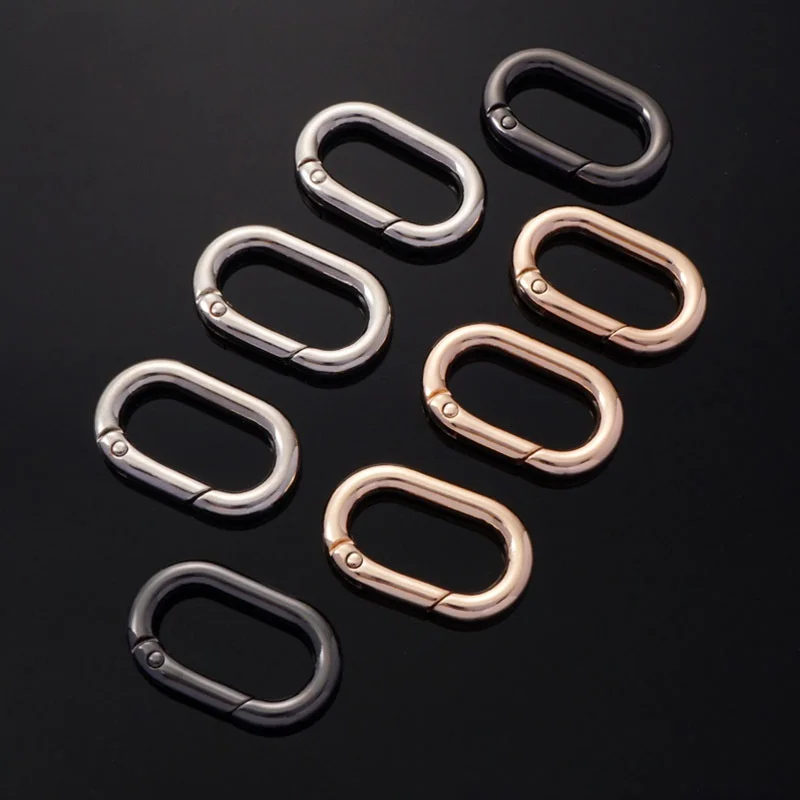 

5pcs/Lot Zinc Alloy Oval Spring Buckle Metal Dan Shaped Spring Coil Luggage Hardware Accessories Egg Buckle Keychain Jewelry