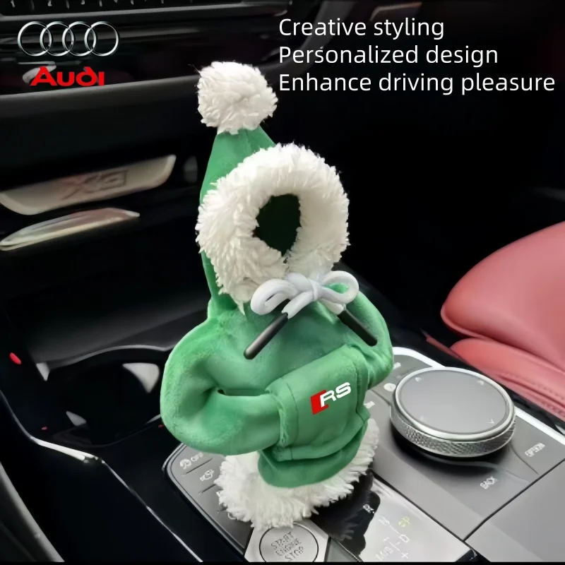 

For Audi Slinerscar Shift Knob Cover Set Hoodie Gear Handle Mini Sweatshirt Christmas Gift Shift Lever Kit Interior Accessories