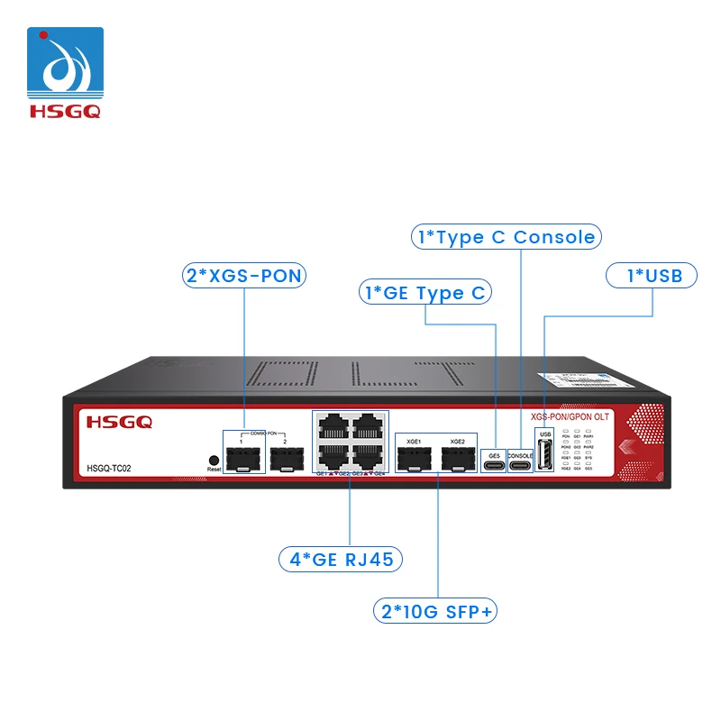 HSGQ-TC02 Type-C Console AC/DC Dual Power Supply 2 PORT XGSPON OLT In Hospital Network
