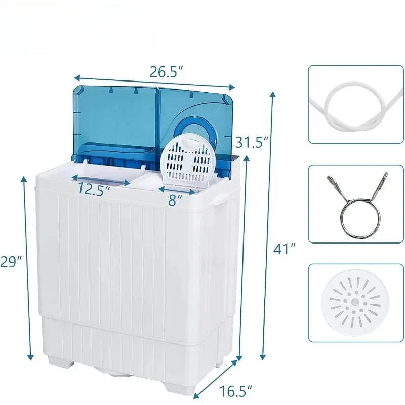 Rondella compatta portatile con manopole di controllo funzione Timer pompa di scarico lavatrice