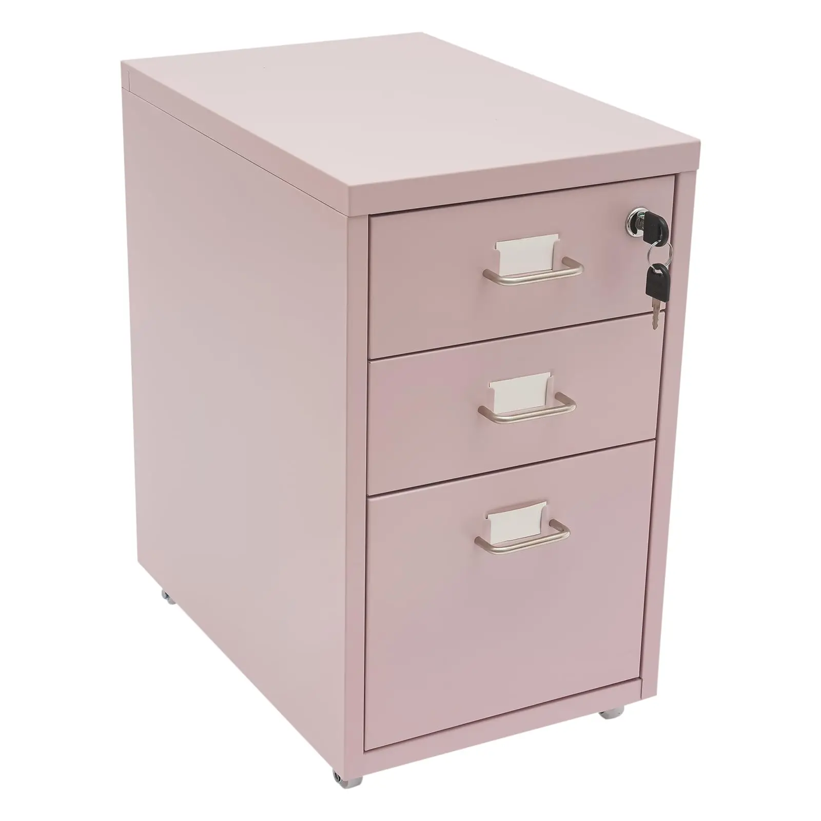 

3-Drawer Vertical File Cabinet - Metal Mobile File Cabinet with Lock and Wheels - under Desk Metal Filing Cabinet for Legal/Lett