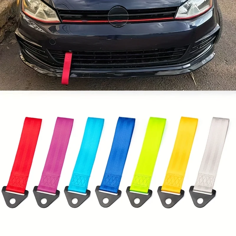 

Передний фаркоп автомобиля, крепление на бампер, веревки для прицепа с металлическими кронштейнами и нейлоновым ремнем для автомобиля, аварийные универсальные инструменты для прицепа