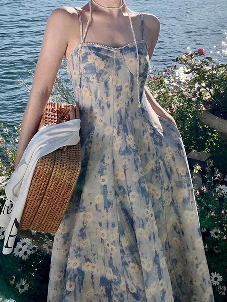 ฤดูร้อนชุดราตรียาวเสื้อผ้าผู้หญิงสวยหวานพิมพ์ Boho เซ็กซี่ Slim Midi Party Prom วันหยุด Robe Femme Mujer Vestido