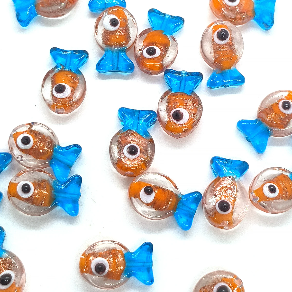 Orange Fish Glass Beads 20mm Sea Life Charms 6pcs for DIY Jewelry Making Bracelet Necklace Gift
