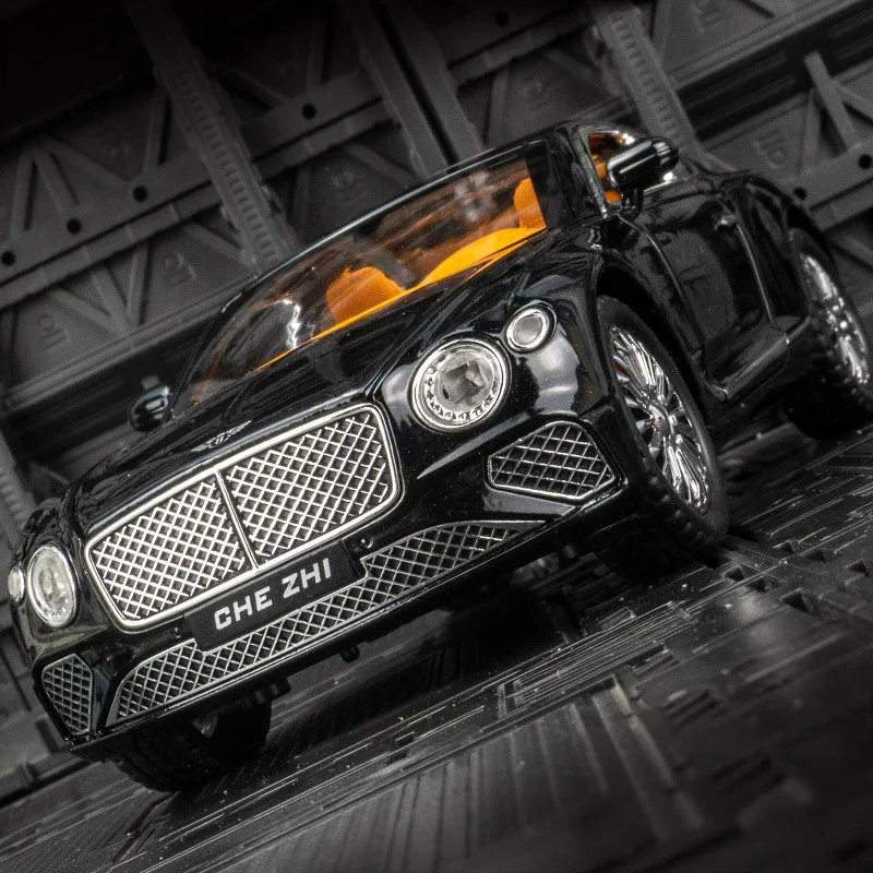 1: 24 simulation Bentley alloy car model, doors and engine hood, trunk can be opened with sound and light gifts