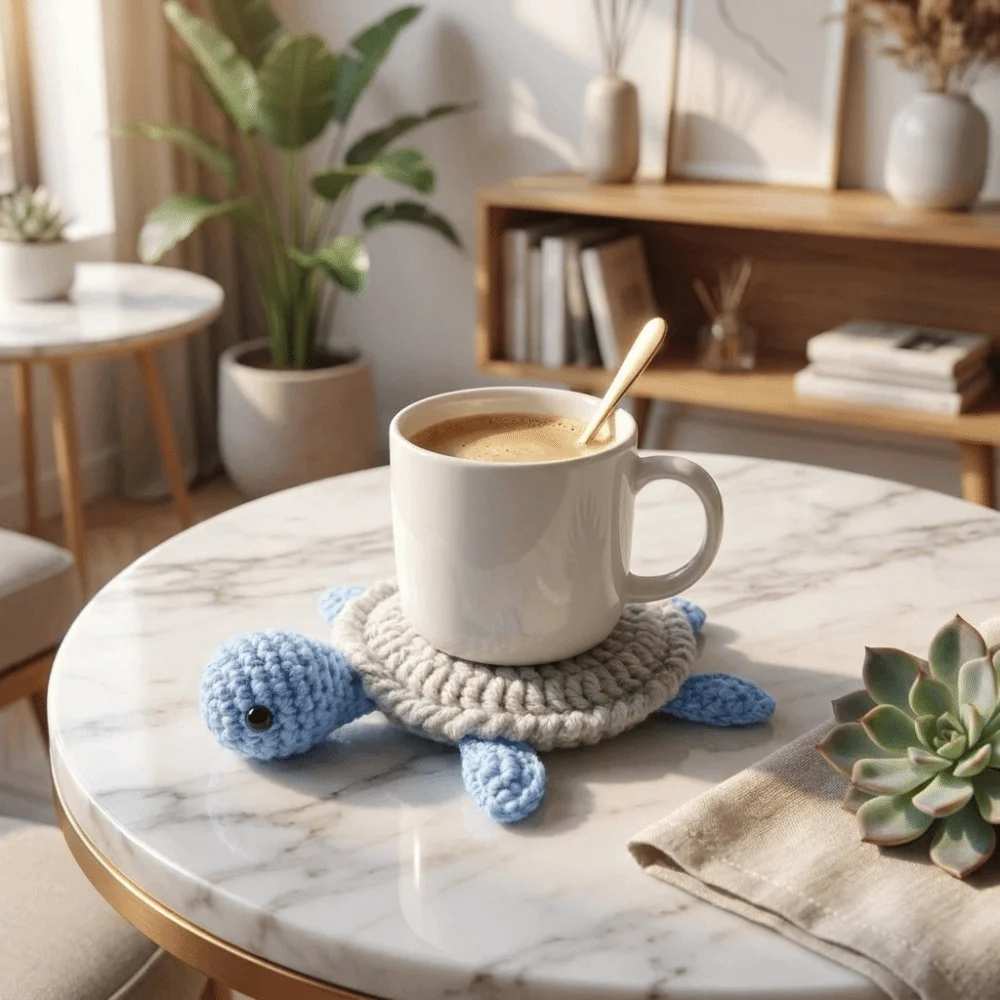 Creative 3D Design Crochet Animal Coaster Cartoon Funny Heat Resistant Pat Washable Non-Slip Animal Drink Coaster Desktop