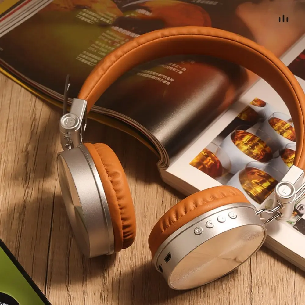 Classic HIFI Retro Wireless Headset Over Ear Millennium Wind Wireless Headphones Brown 80s 90s Retro Headphone Outdoor Mp3