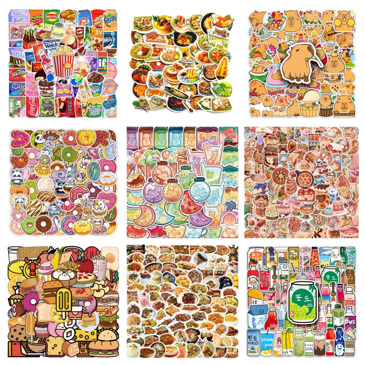 10/30/50PCS Cartoon Food Stickers Graffiti Ipad Skateboard Helmet Computer Guitar Table Car DIY Pattern Toy Decoration Wholesale