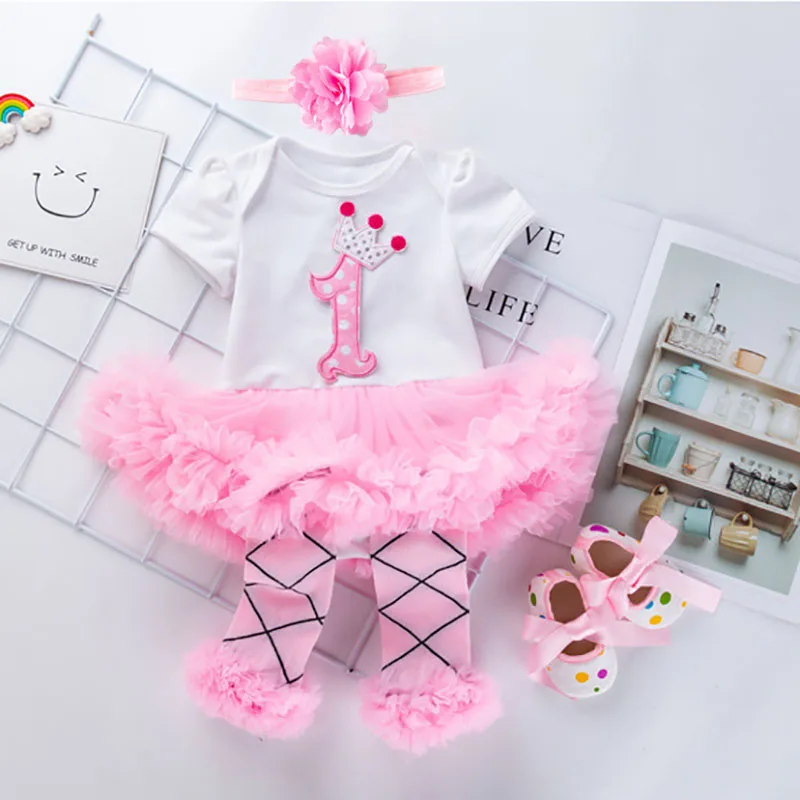 Abito da bambina Abiti da compleanno per 1 anno Abito da principessa invernale con tutù rosa con scaldamuscoli Set di vestiti per feste di compleanno per bambini 3 mesi