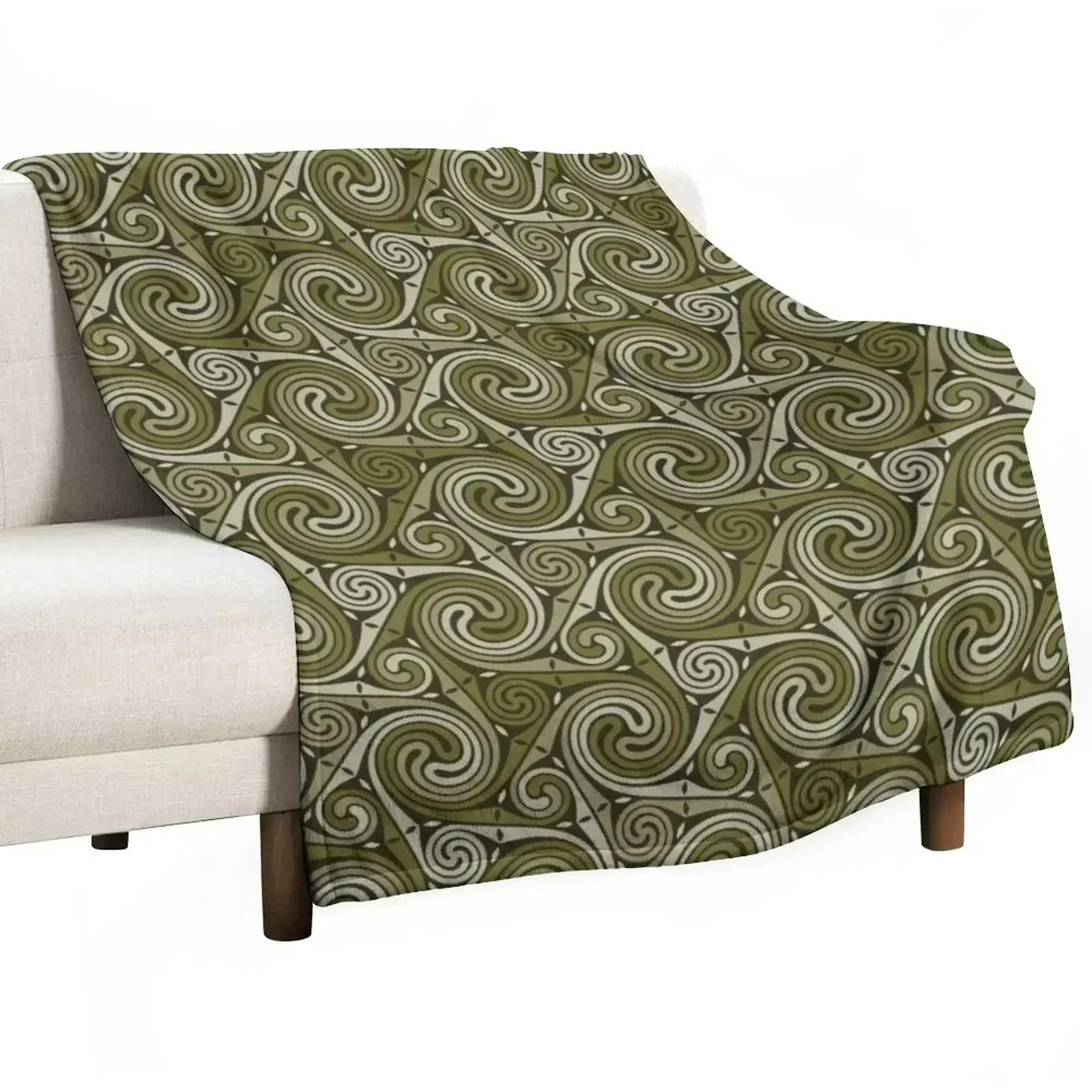 CELTIC MEADOW. KHAKI. Throw Blanket Bed covers Quilt Blankets