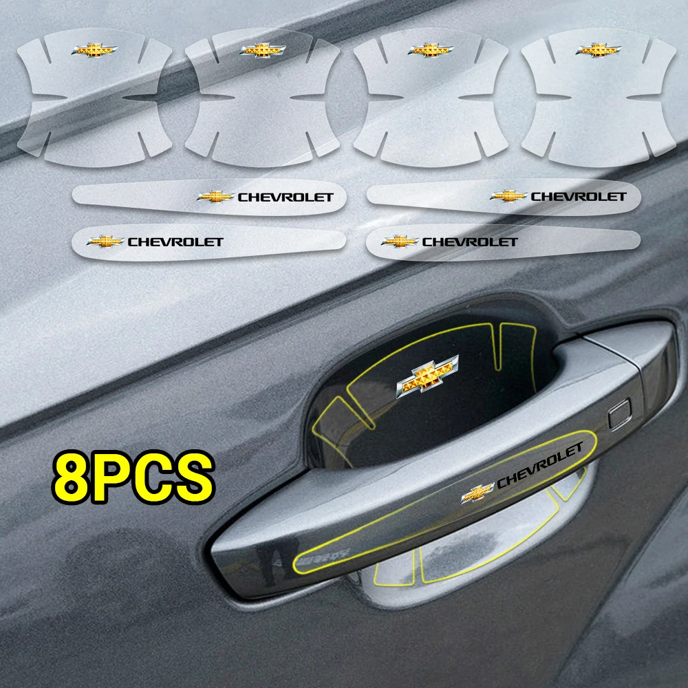 8 Uds pegatina transparente manija de puerta de coche tazón Protector de arañazos calcomanía para Chevrolet Cruze Orlando Captiva Sail Aveo Malibu