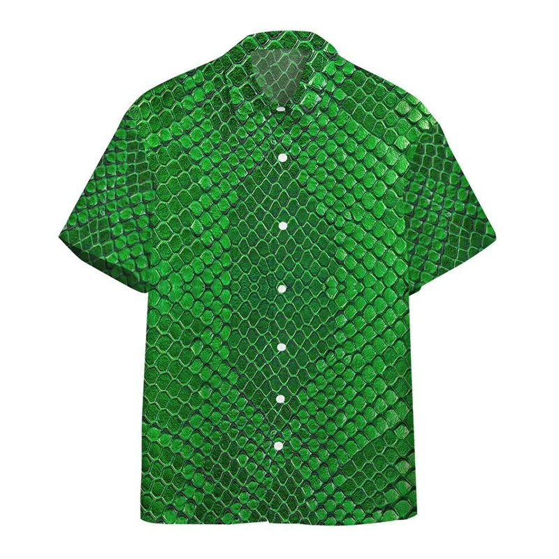 Animal 3d Printed Leopard Snake Skin Hawaiian Shirt For Men Women Button Down Short Sleeve Beach Vacation Street Blouse Clothes