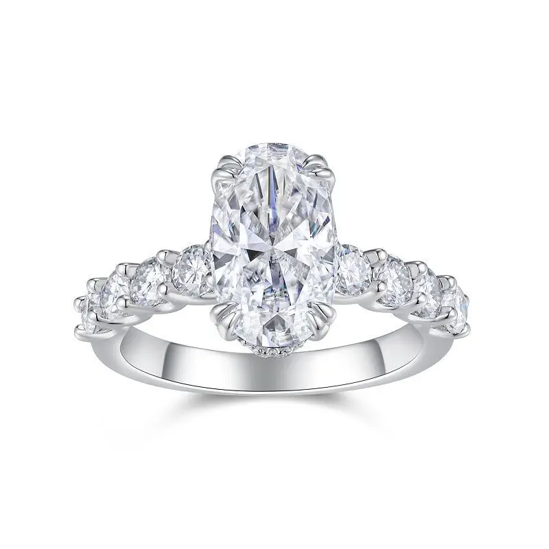 Super Flash 3ct 7x12MM Elliptical Moissanite Ring for Women to Pass Diamond Test S925 Silver Ring Shining Wedding Jewelry Gift