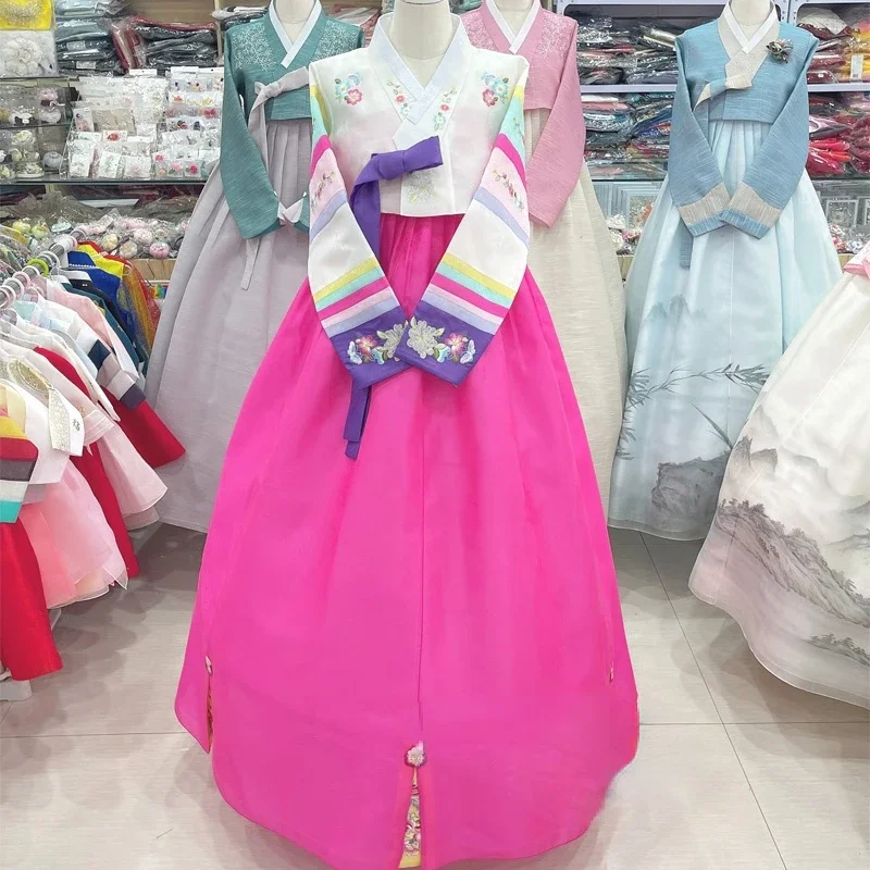 Hanbok Hand-embroidered Flowers Hanbok Bride Wedding Welcome Costume Traditional National Costume Stage Performance Spot