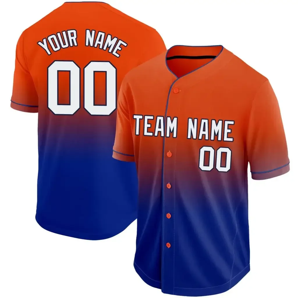 Custom Baseball Jersey Personalized Print Team Name/Numbers Gradient Button-down Tee Shirts Active for Men/Kids Birthday Gift