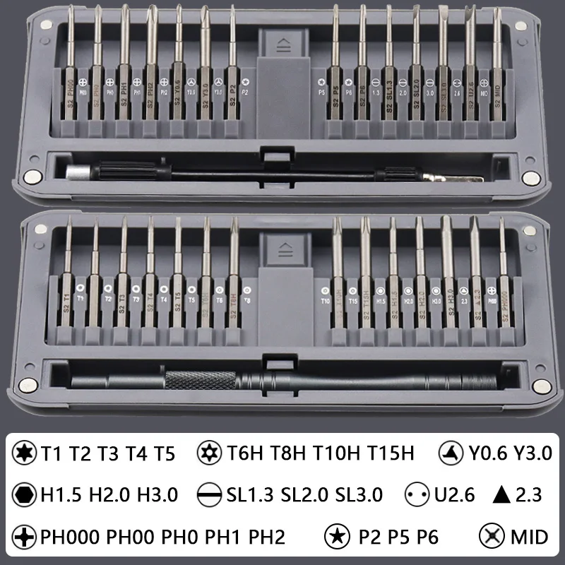 Набор прецизионных отверток 30 в 1, магнитная отвертка, удлиненные биты Torx Hex PC, набор отверток для ремонта мобильных телефонов, ручные инструменты