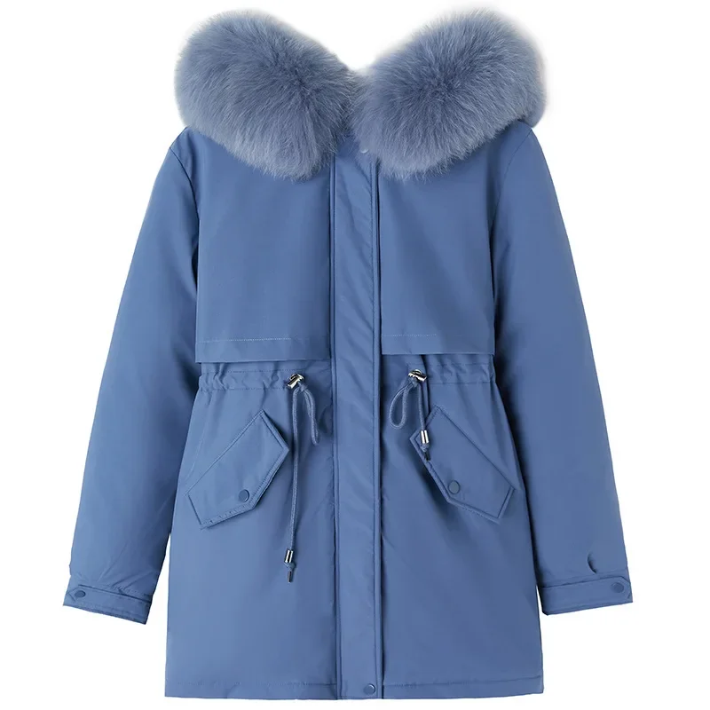 Parker Winter 2025 New Women's Hoodie With Faux Fur Decoration Mid-length Korean Loose Plus Size Hooded Jacket Coat - view 6