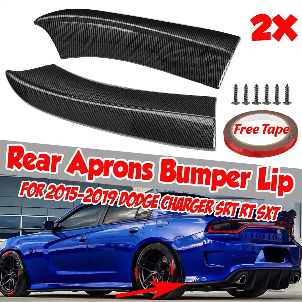 Left+Right Car Rear Bumper Lip Diffuser Lip Spoiler Protector Guard For Dodge For Charger SRT RT SXT 2015 2016 2017 2018 2019