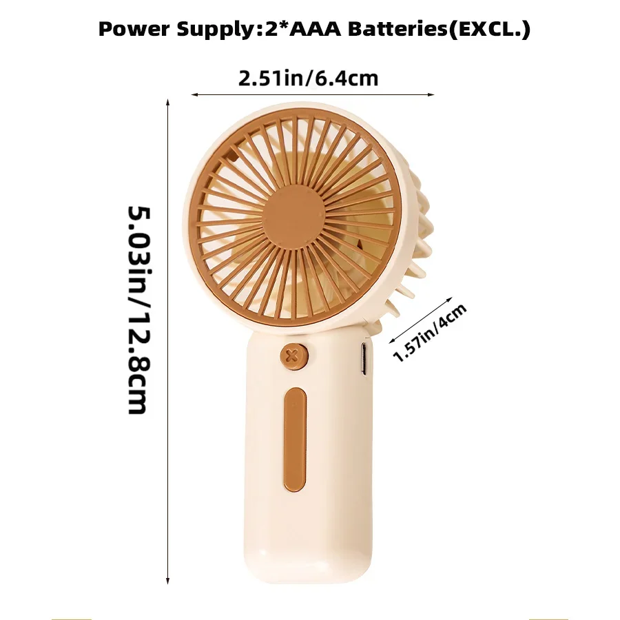 Portable Mini Handheld Fan with Three Adjustable Wind Speeds in Summer,Small Electric Fan Battery Version for Outdoor Indoor Use