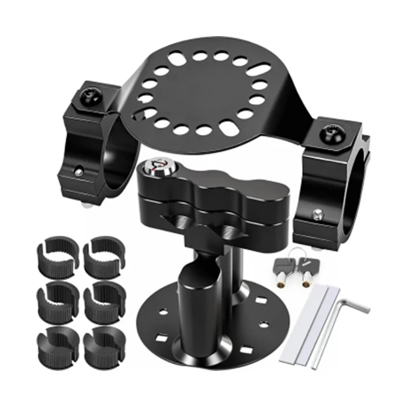 Can Mount with Paired Base and Round Perforated Plate, Aluminum and Stainless Steel Bracket for Cars and Motorcycles 68UF