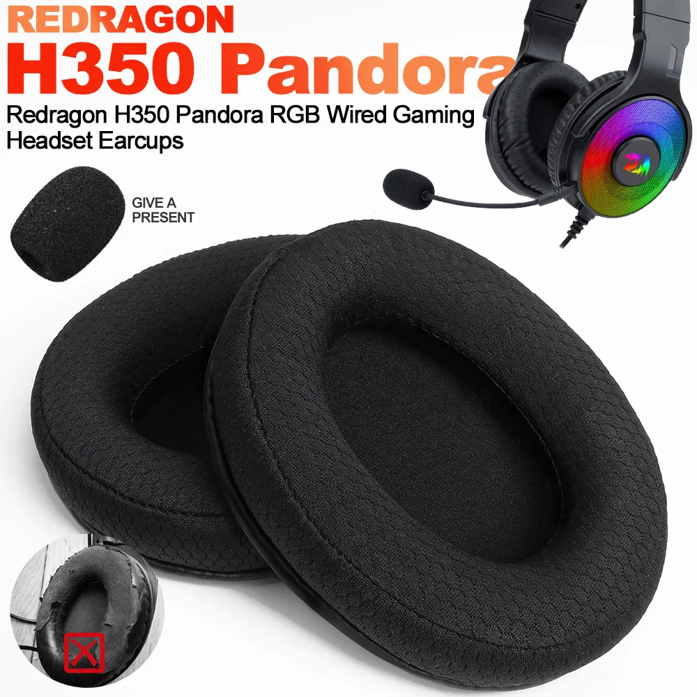 Earphone pads For Redragon H350 Pandora RGB replacement Earpads headphones Earmuffs Mesh cloth Memory Covers Sponge  Protein