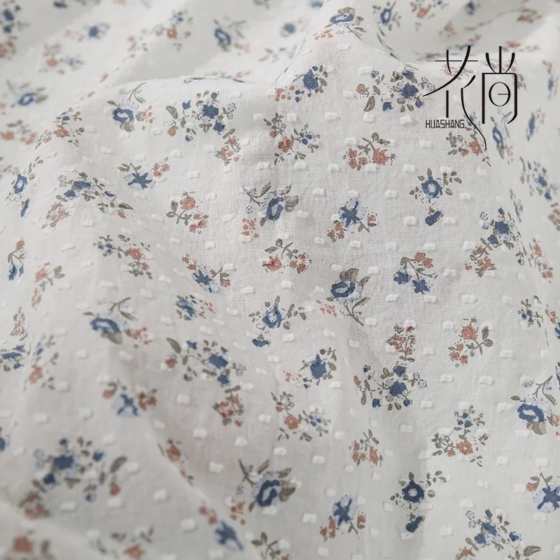 Pure Cotton Cut Jacquard Fabric French Retro Printed Plain Cotton Fabric Japanese and Korean Floral Dress Fabric