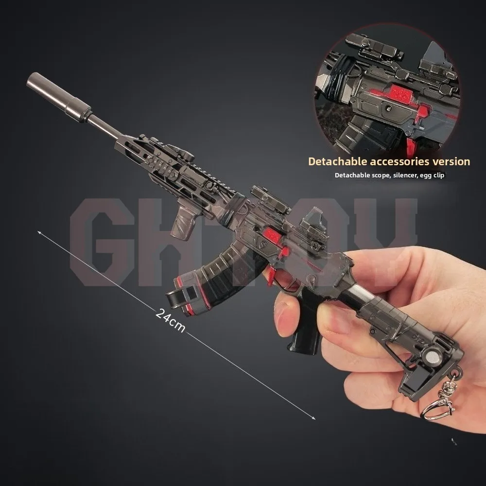 24 cm/9,45 Zoll Delta Force Spielperipheriegeräte Tenglong Assault Rifle Metallmodell Legierung Zierwaffen Requisite Geburtstagsgeschenk für Jungen