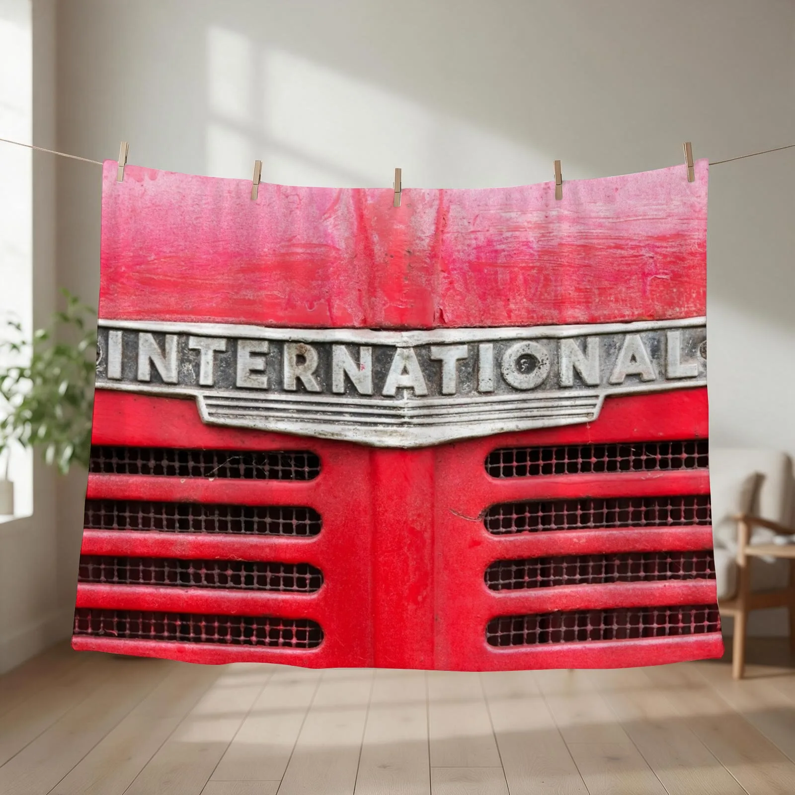 Vintage International Tractor Badge Throw Blanket couch cozy soft plush fuzzy picnic outdoor blanket
