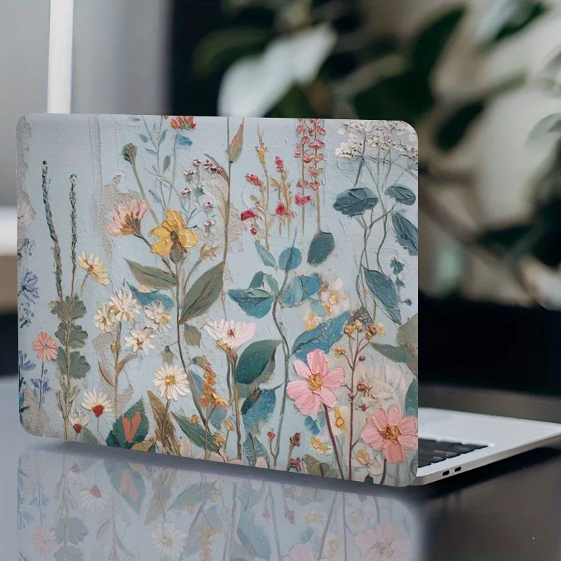 Pack of 3, 1 spare, worry-free flower pattern computer light beige protective sticker, scratch-resistant and wear-resistant,