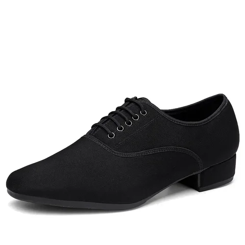Imagen 2 del producto Zapatilla de deporte de Jazz moderna para hombre, zapato profesional Oxford negro superior para Salsa latina, zapatos de baile de salón de Tango de tacón bajo de talla grande