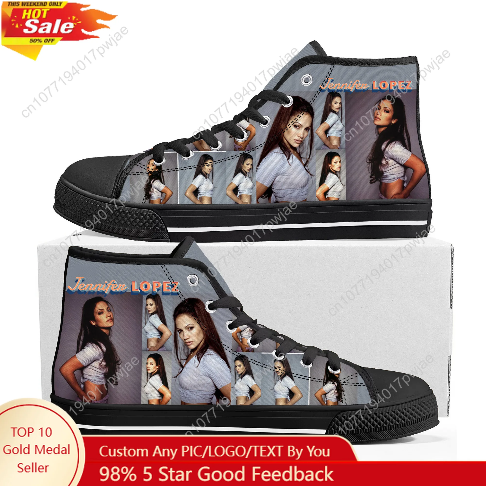 

Jennifer Lopez Hip hop Singer High Top Sneakers Mens Womens Lightweight Canvas Sneaker Ghana Hiking Casual Custom Shoes