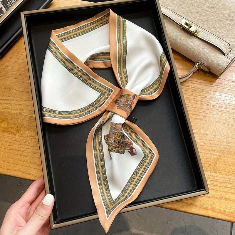 

1pc Vintage Printed Neck Scarf Elegant Hair Band Stylish Handle Bang Decoration Accessories For Women And Girls