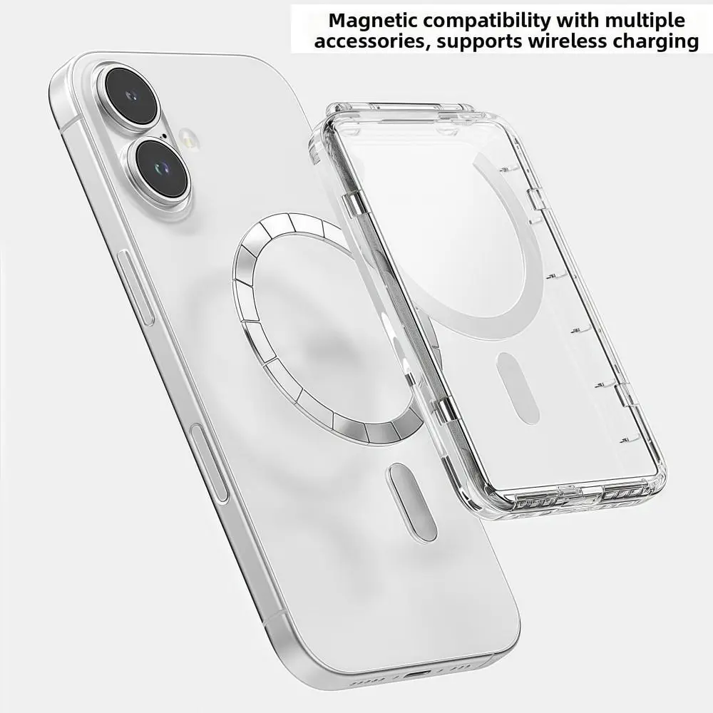 Transparent For MagSafe Card Sleeve Shockproof 2 Card Slots Magnetic Stand Card Holder Ultra-thin for iphone 17/16/15/14/13/12
