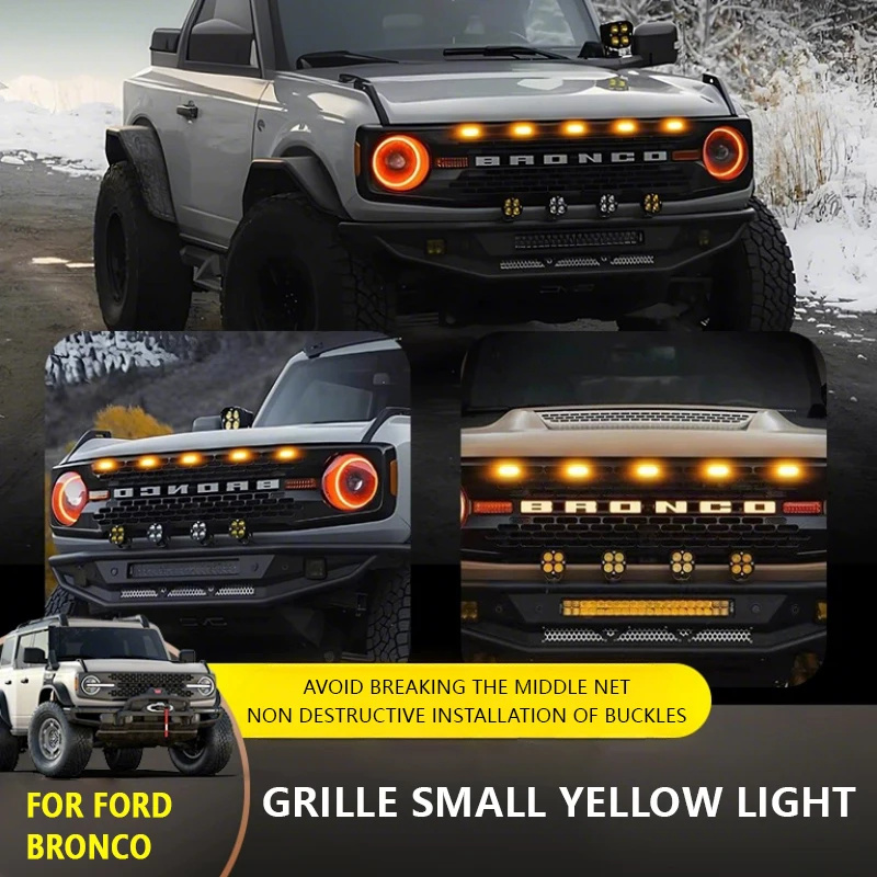 

FOR FORD BRONCO Specialized center grid small yellow light Front Grille Lights Daytime Running Warning Light