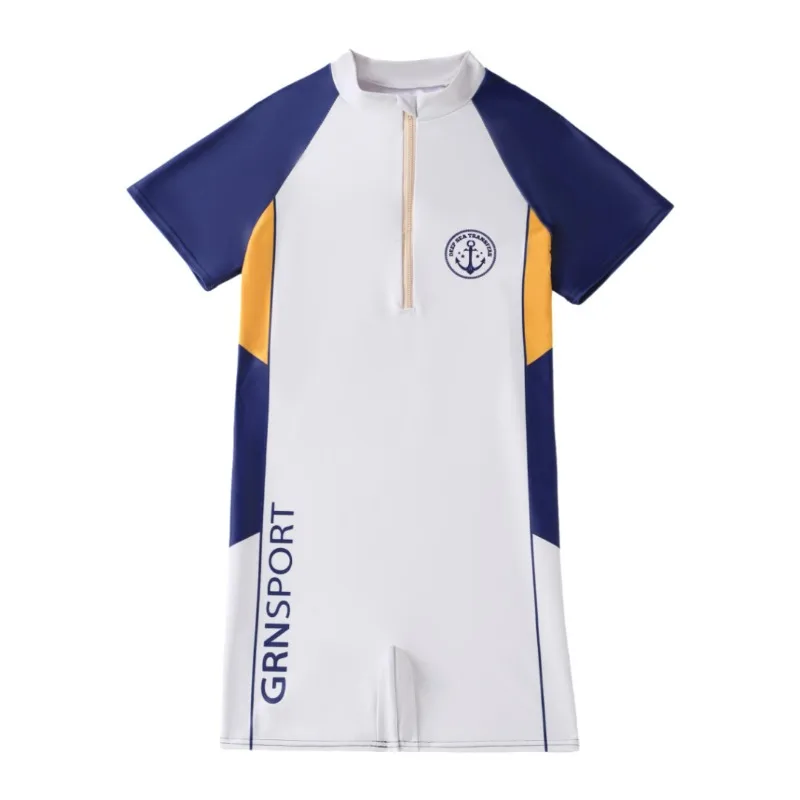 2026 New Style Summer Swimwear Kids Beach Wear High Elastic One-piece Sun Protection Swimsuit Baby Boys Surf Suit