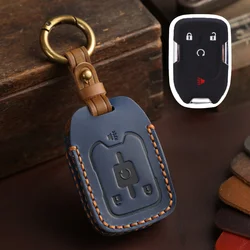 1pc Leather Car Key Case Cover Fob for GMC Yukon Chevrolet Tahoe Suburban Silverado Colorado GMC Sierra Canyon 2014 2015 2016