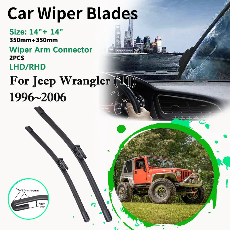 

Car Front Wiper Blade For Jeep Wrangler TJ TJL SUV 1997~2006 Frameless Rubber Windshield Windscreen Cutter Brush Car Accessories