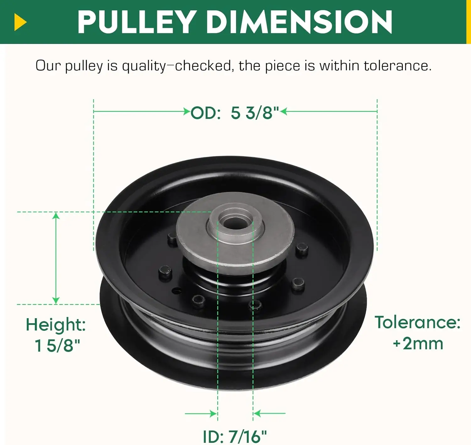 Flat Idler Pulley for Craftsman Husqvarna Poulan 196104 197380 532196104 532197380 2748GLS GT52XLS LGT2554 LGT2654 Lawn Mowers