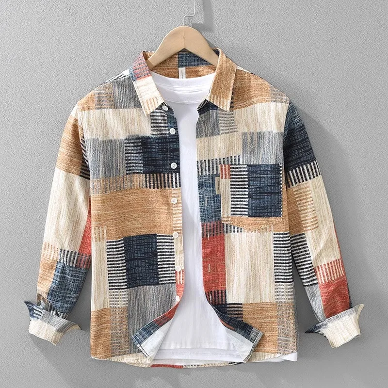 

Faionable Plaid Long Sve irt Men's Casual Comfortable Breathable Stand Fit Youth ular Spring Autumn Winter Top