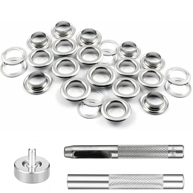 פליז Grommet לולאות עם מנקי הגדרת כלי ערכת עובש חור אגרוף חותך 100 סט 6 8 10mm בעבודת יד עור קרפט אבזרים