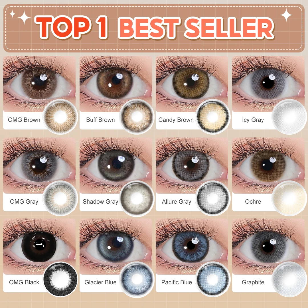 TOP 1 Verkauf MAGISTER 14,5/14,0mm OMG Braun/Grau Farbige Kontaktlinsen Iris-Imitation Farbige Kontaktlinsen für Augen 6 Monate