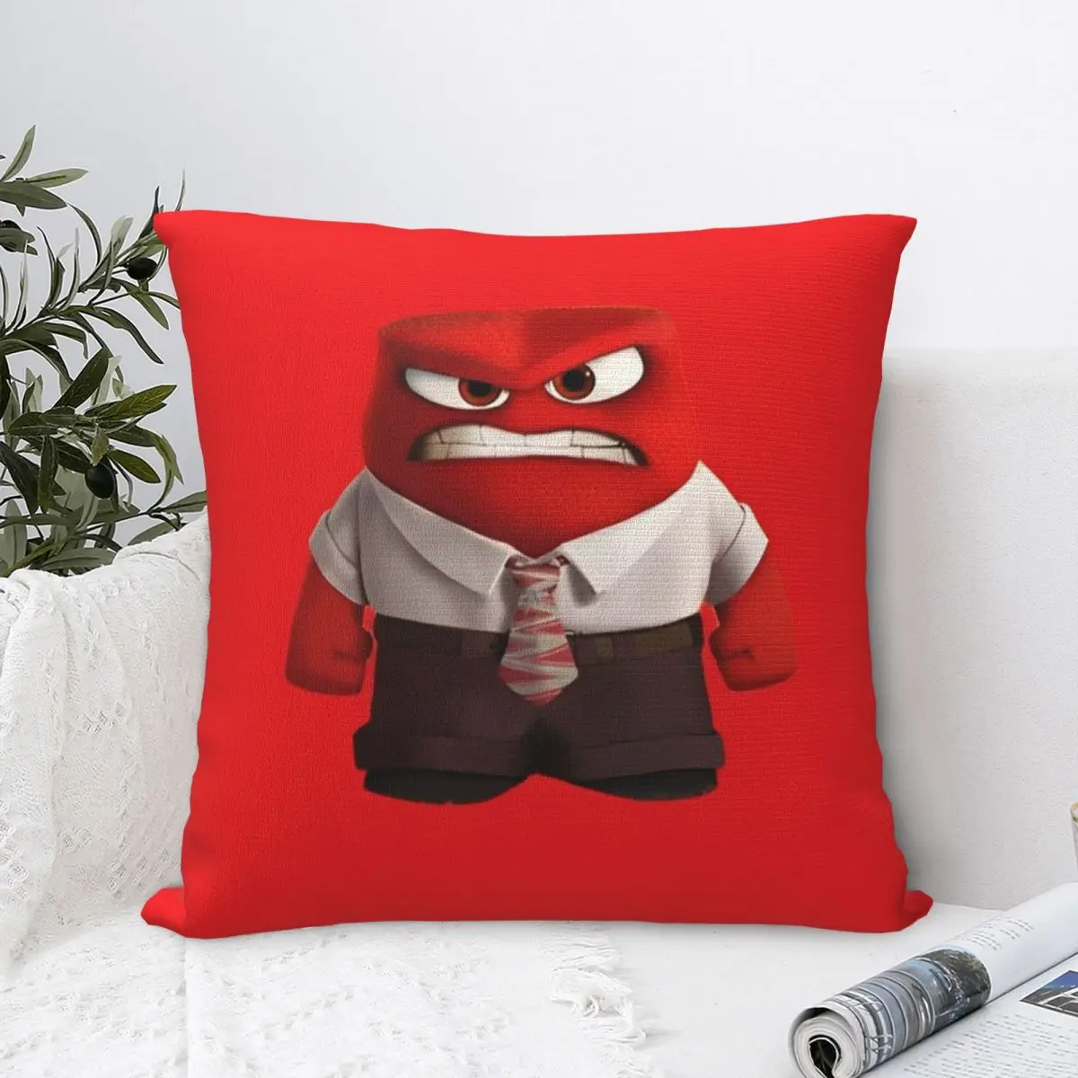 Pillow Case Inside Out 2 Anger Polyester Pillow Cover Novelty Cushion Cover Graphic Pillowcases For Sofa Bedroom Home Decor