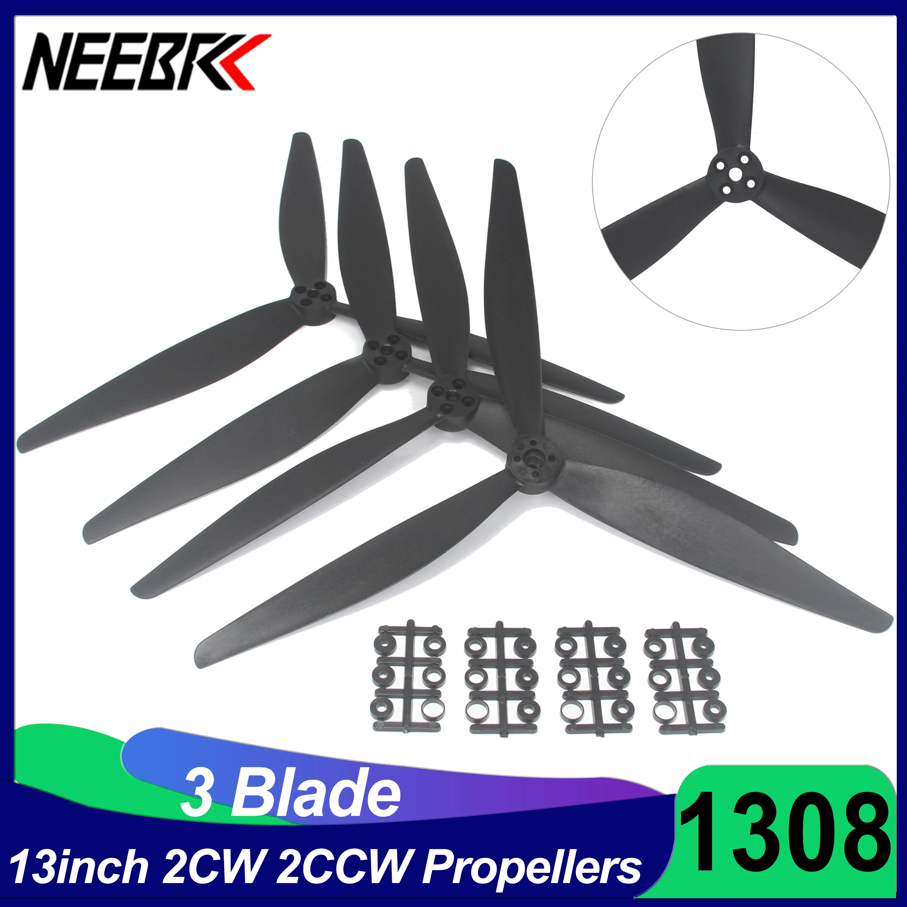 2/4/8Pairs 1308 13X8X3 13inch CW CCW 3 Blade Glass Fiber Nylon Propeller for RC X-Class FPV Drone Multicopter Freestyle DIY Part