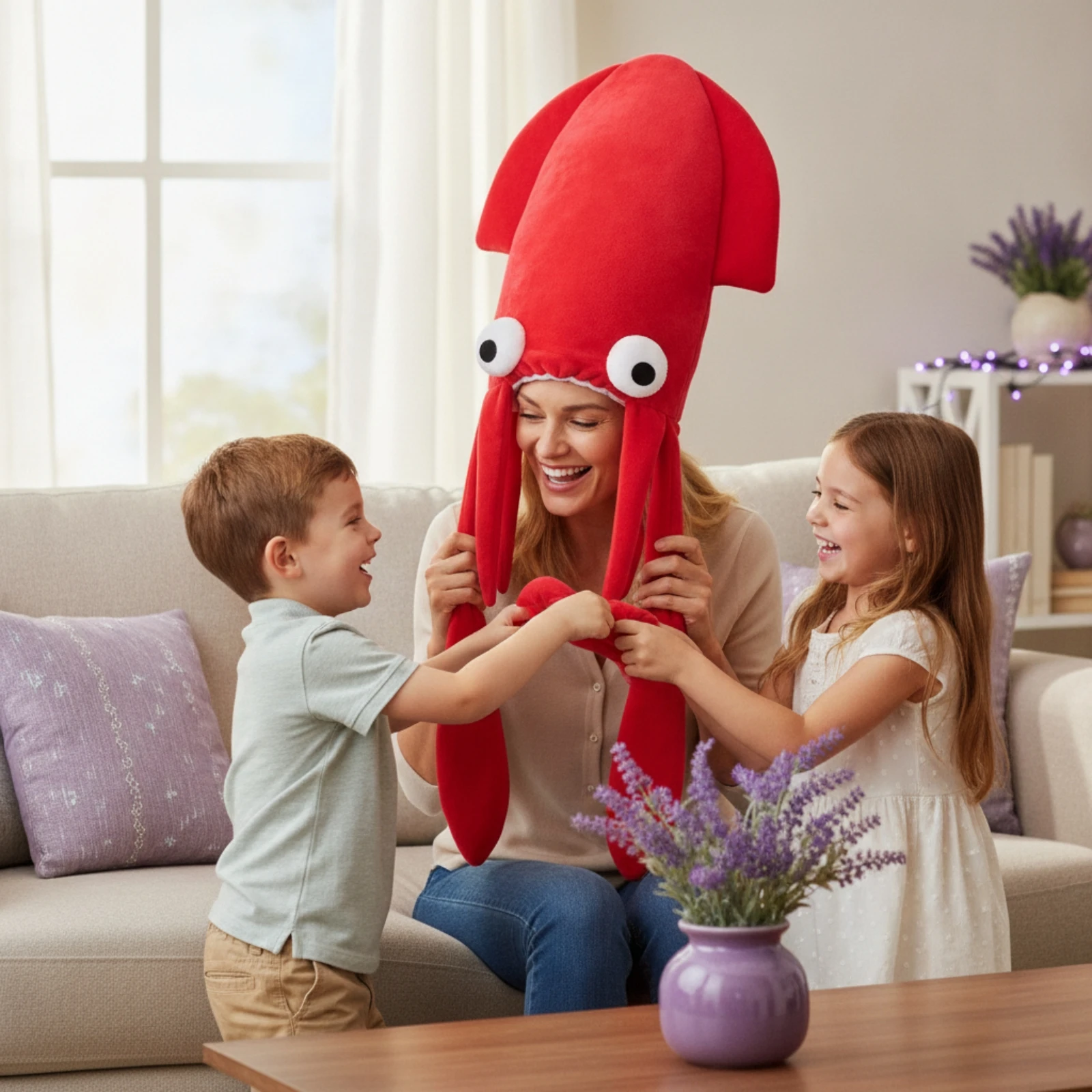 Squid Costume Hat Funny Squid Hat Costume Headpiece Eye-Catching Headwear Comfortable for Cosplayers, Halloween, Cosplay