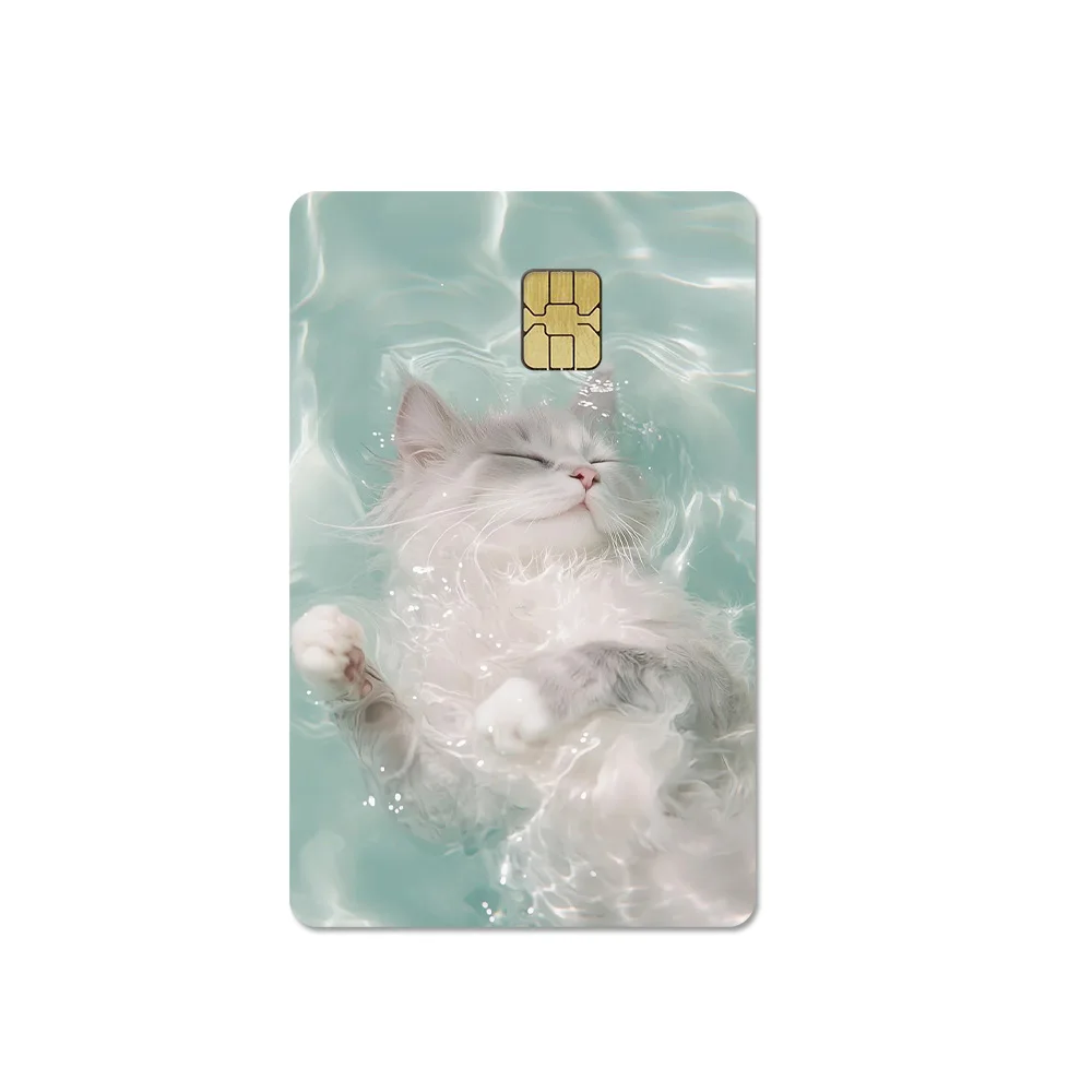 Summer Cool Dreamy Bubble Sea Butterfly Cat Credit Debit Card Sticker DIY Waterproof Small Chip Bus Pass Sticker Decoration - view 6