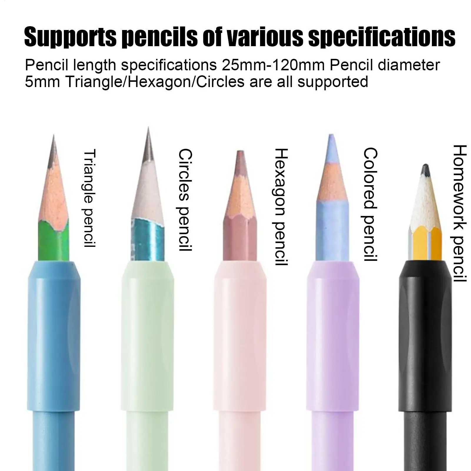 6 Pieces Pencil Extender Set Portable Crayon Extension Eyebrow Pencil Extender Grip Gadget Pen Dispenser Tool For Sketching
