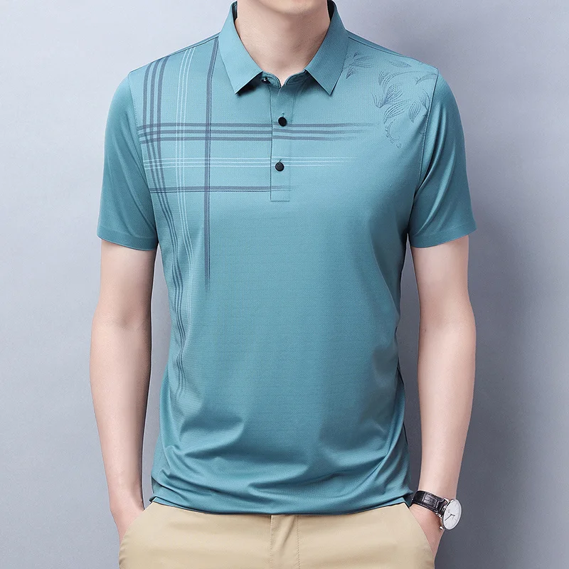 short-sleeved Men's T-shirt POLO shirt in summer middle-aged business casual loose thin men's wear